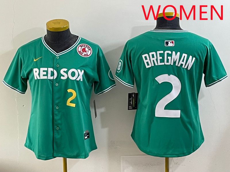 Women 2025 Boston Red Sox #2 Bregman Dark Green Joint Name Nike MLB Jersey style 6